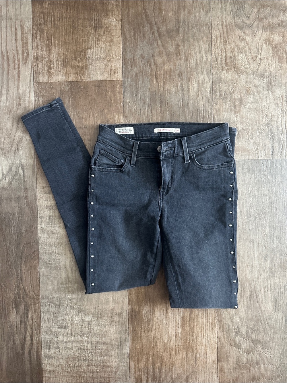 Levi's Black Skinny Jeans with Side Stud Detail
